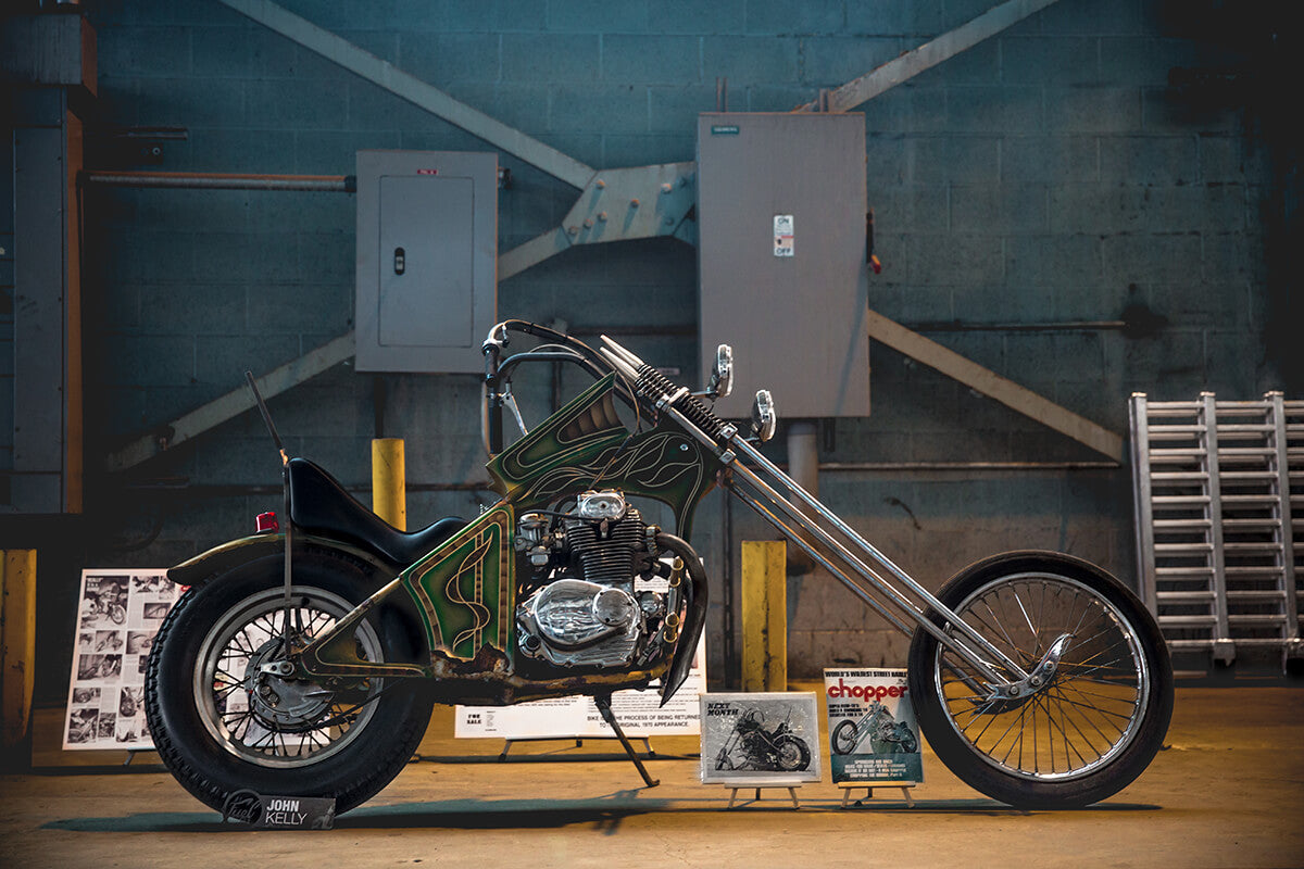 This AEE Honda Chopper was on the cover of 1970 Street Chopper Magazine. This Survivor was found and is owned by John Kelly. Fuel Cleveland 2017 - Lowbrow Customs, The Gasbox, Forever The Chaos Life