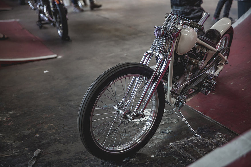 Kyle Edgar of Led Fist Cycles crazy good Flathead - Fuel Cleveland 2016