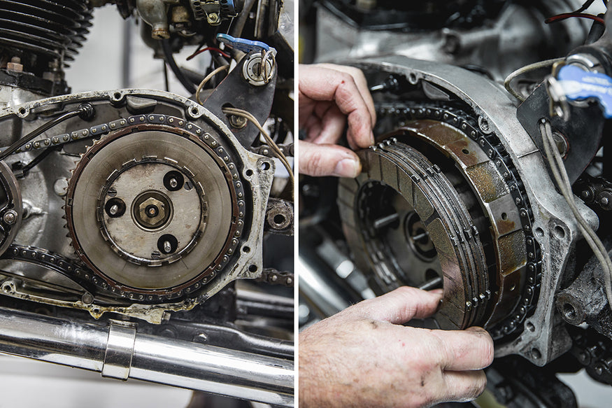 Todd's suspicions were correct, 8 or more plates were stuck together.  Triumph 650 clutch inspection and service-Triumph 650 Clutch Inspection and Service-8