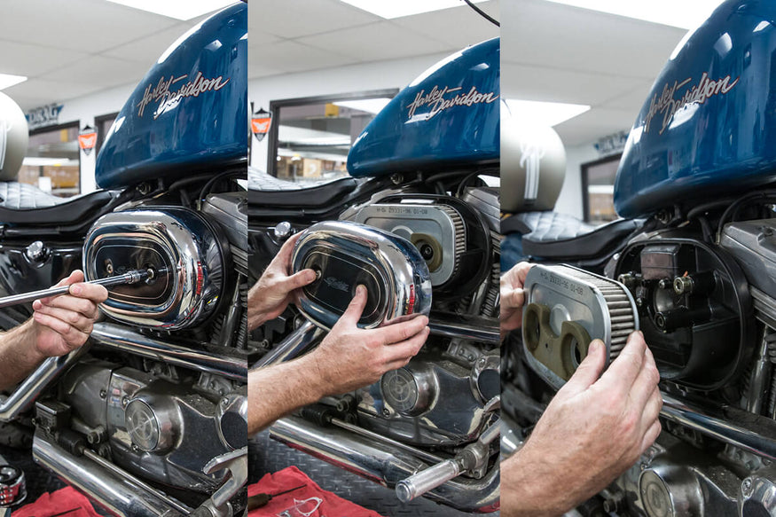 Remove cover then air filter element exposing the backing plate.