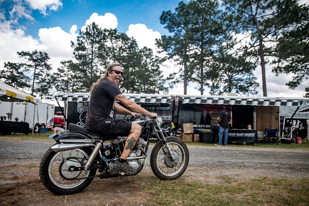 The man, the myth, the legend... Around The World Doug Wothke having all the fun. The Horse Smoke Out 18 - Lowbrow Customs