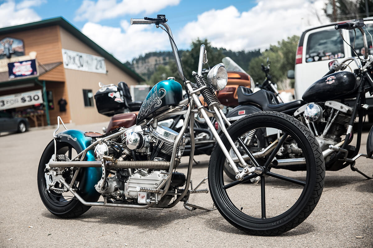 Will Ramsey's Titanium framed Panhead chopper. This thing is so light and strong. Will is a master craftsman and you can tell just looking at his bikes. - Lowbrow Customs - Sturgis 2017