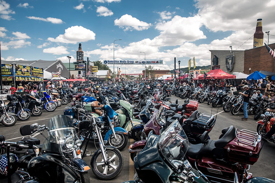 A sea of baggers as far as the eye can see! Lowbrow Customs - Sturgis 2017