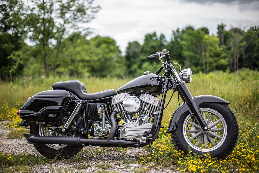 The finished product, a 93" generator style S&S Panhead styled for long distance trips and slaying miles.