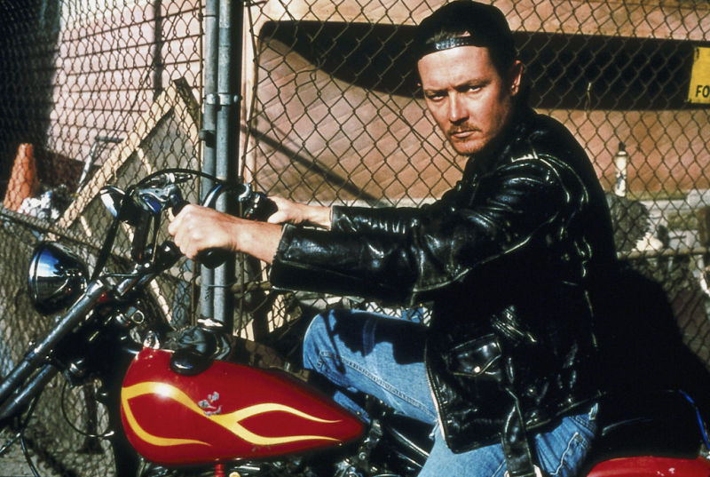 Robert Patrick on a chopper mid 90's. Famous motorcycle riders