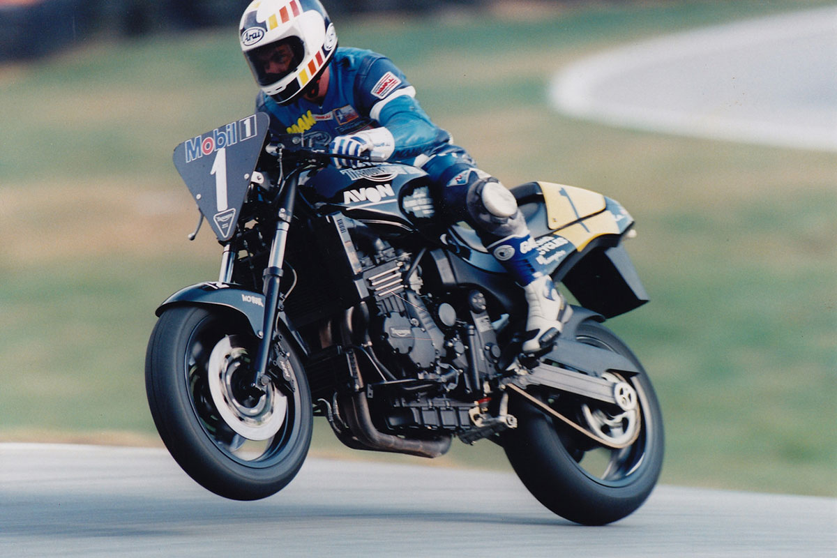 Mobil 1 Triumph Speed Triple Challenge. Cadwell Park, 1995. Neil Young Motorcycles. Lowbrow Customs, The History of Triumph Motorcycles