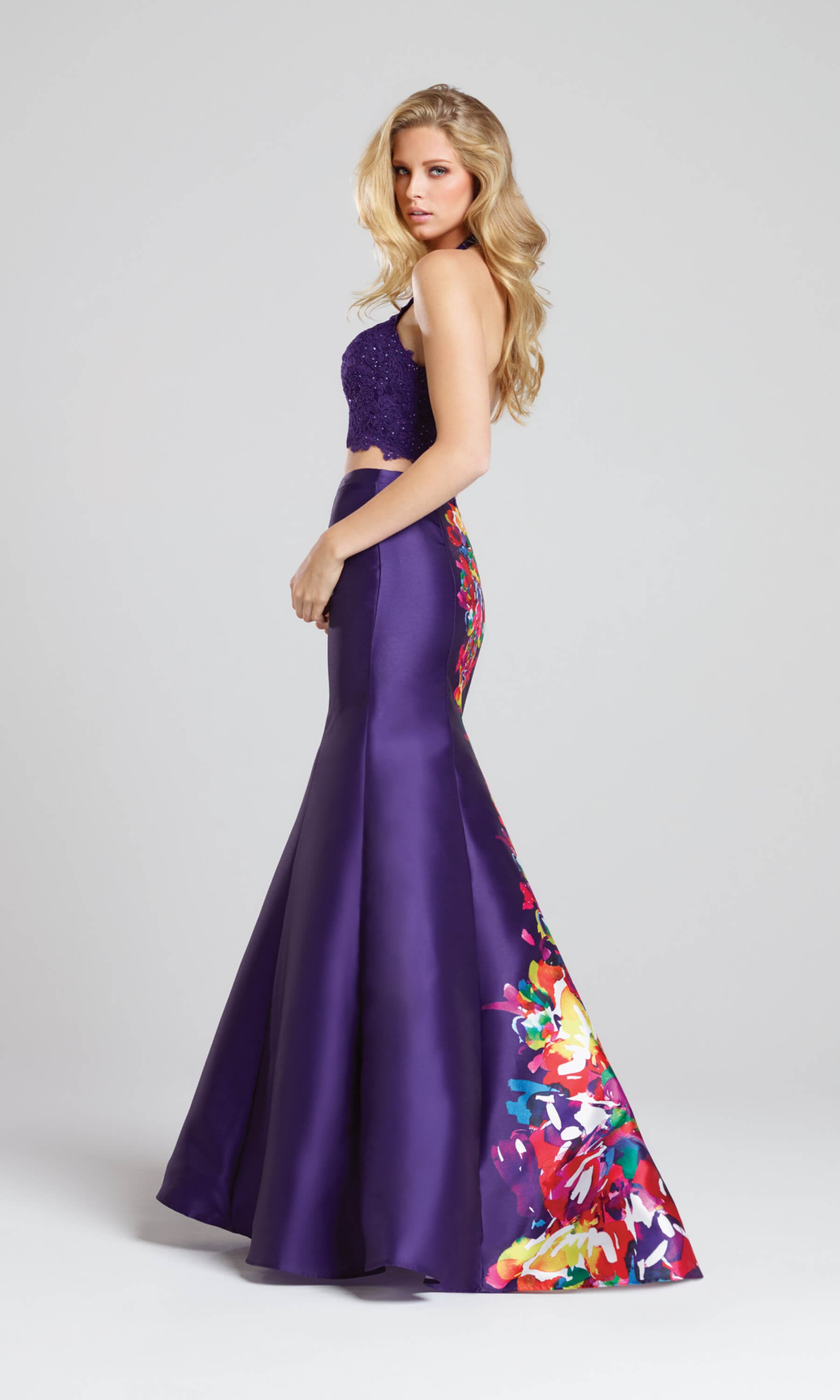 purple fishtail dress