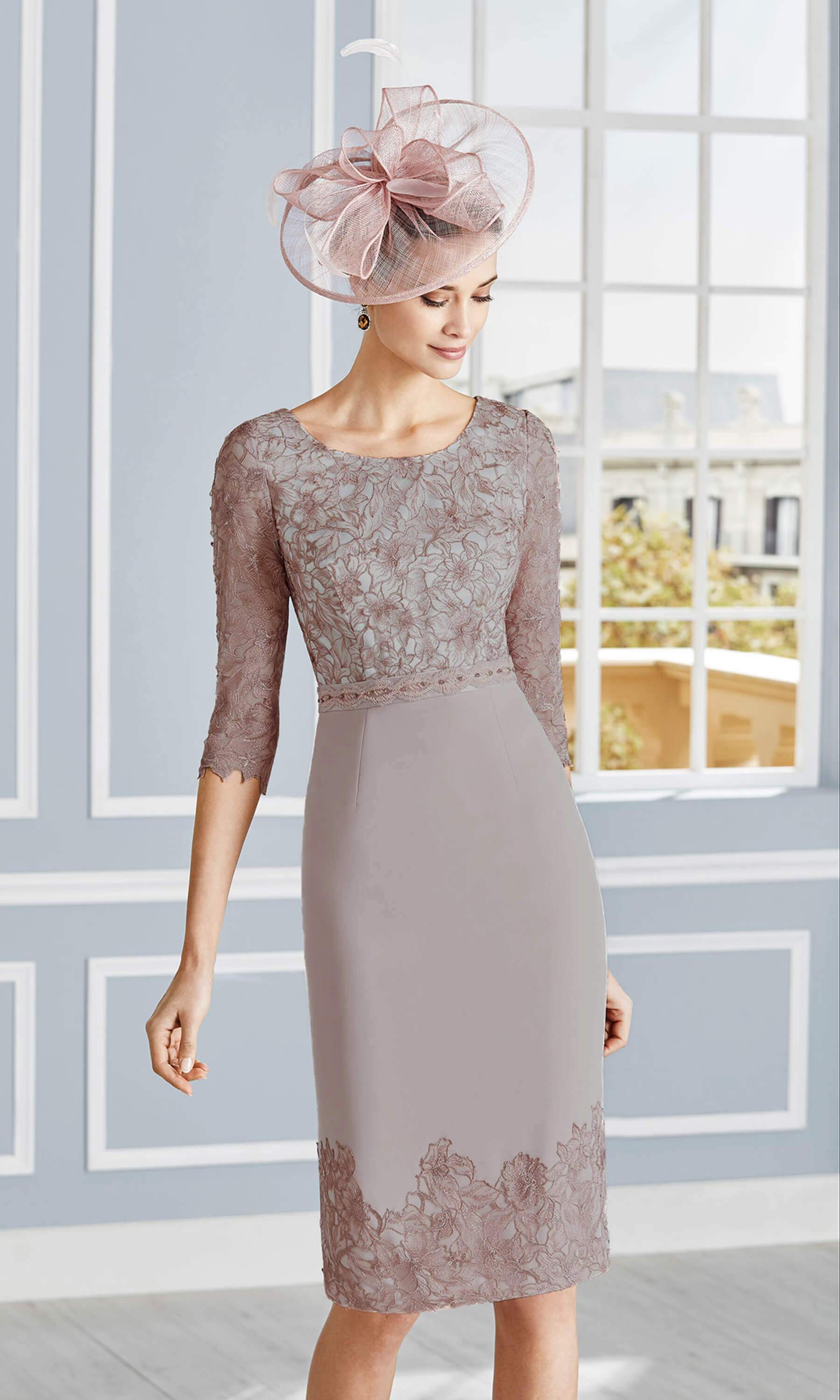 taupe cocktail dress with sleeves