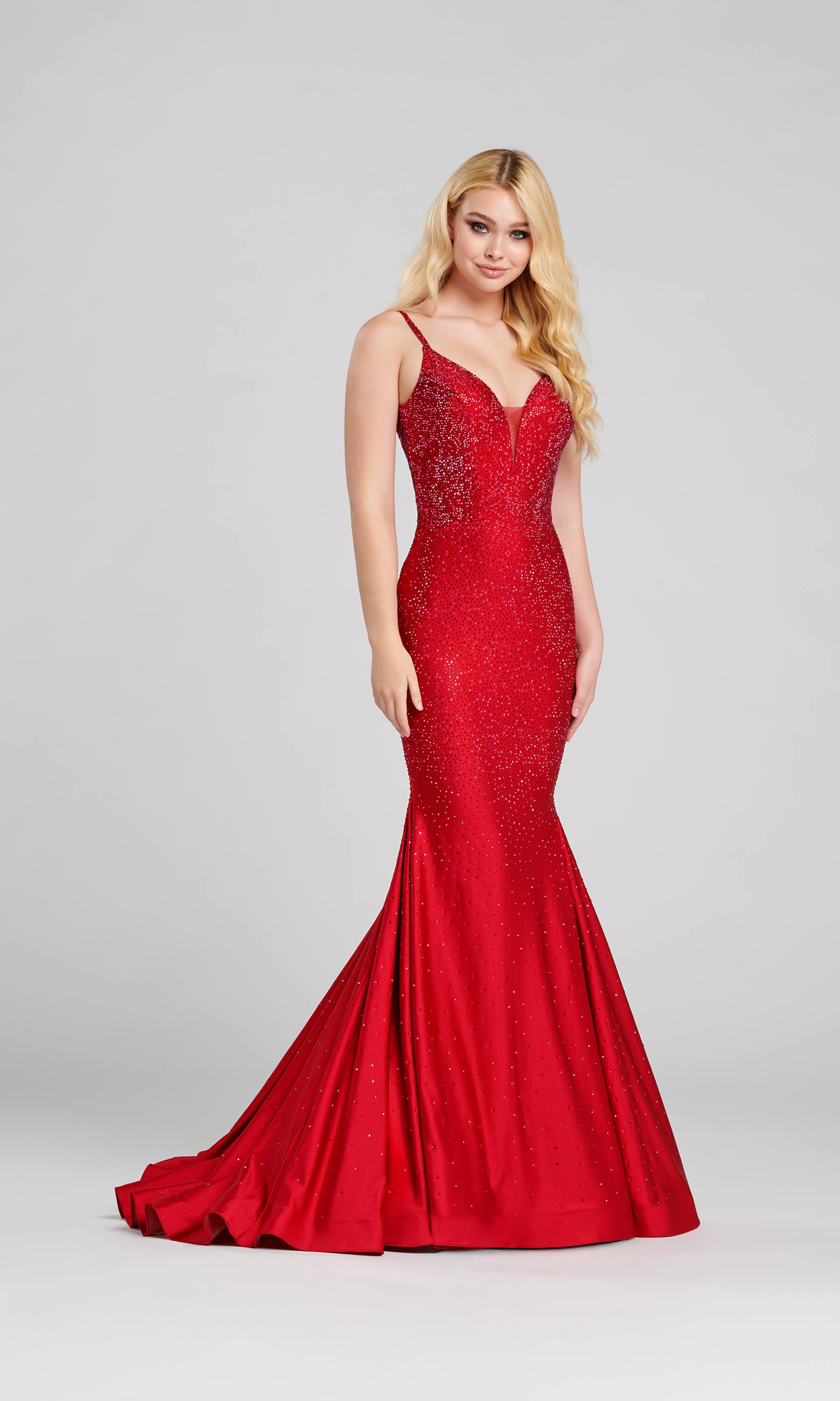 red dress with diamond straps