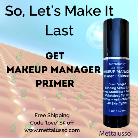 Mettalusso Makeup Manager helps keep makeup looking its best all day long with vegan powered skincare ingredients