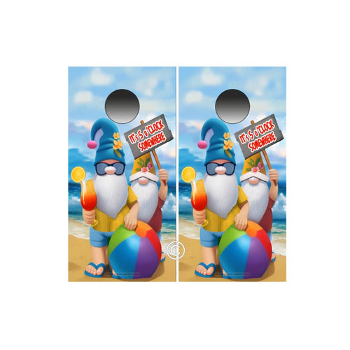 Gnomes At the Beach Cornhole Wraps Its 5 O' Clock Somewhere