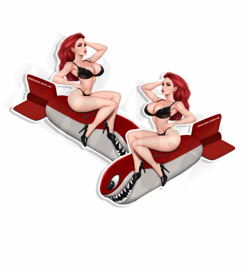 Hot Tamale Pin Up Bomber Sexy Vintage Sticker WW2 Nose Art Mirrored Decals