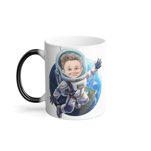 Personalized Coffee Mug Child Astronaut in space Caricature From Photo Magic Mug