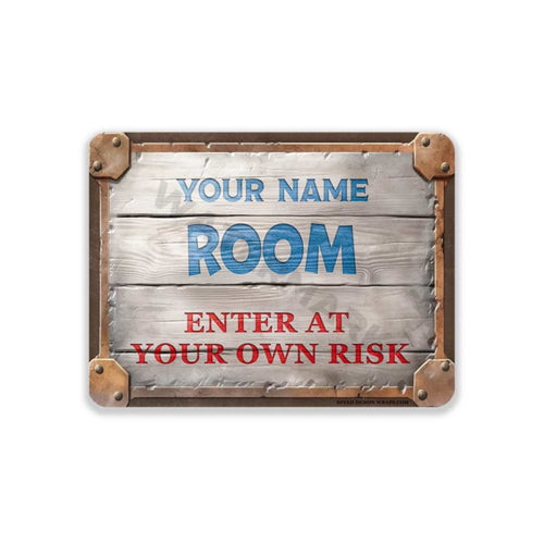Personalized Boys Room Sign Funny Bedroom Door Metal Sign Kids Gift Child Signs 12" x 9"