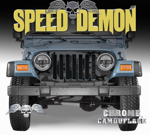 1997-2006 Jeep Grill Wraps Black Urban Camouflage Camo