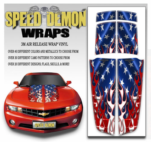 Camaro Stripes American Flag Kit  A 2010-2015 W/ Colored Pinstripe