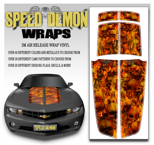 Camaro Racing Stripes FLAMING SKULLS Orange 2010-2015