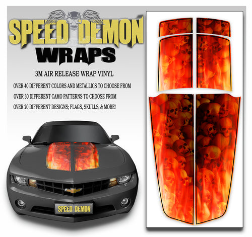 Camaro Stripes Flaming Red Skull Inferno with Black Pinstripe 2010-2015