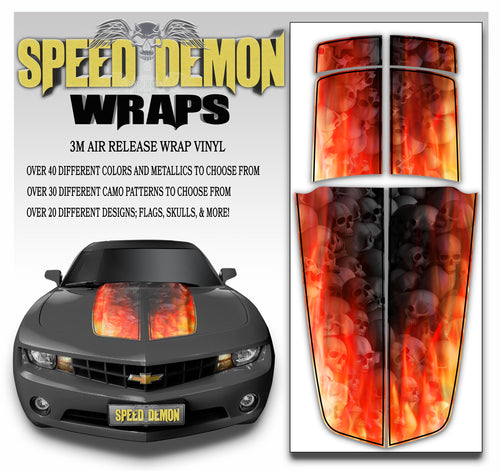 Camaro Stripes Flaming Gray Skull Inferno with Black Pinstripe 2010-2015