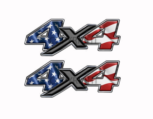 American Flag  4x4-decal Black X