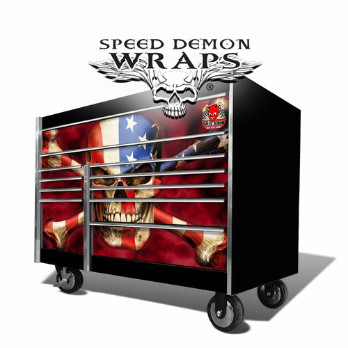 SNAP ON TOOL BOX  GRAPHICS WRAP KIT-AMERICAN PATRIOT SKULL-FRONT DRAWERS