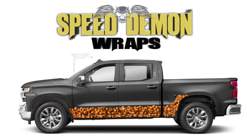 Chevy Silverado 1500 ORANGE SKULL WALL Rocker Wrap Kit