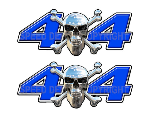 Chrome Skull 4x4 Decals Blue