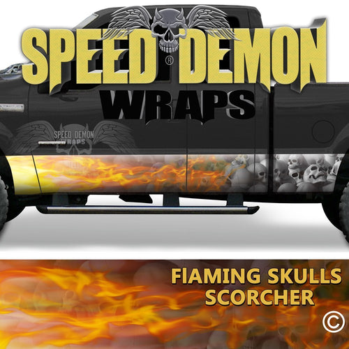Flaming Grey Skulls Rocker Wrap Scorcher