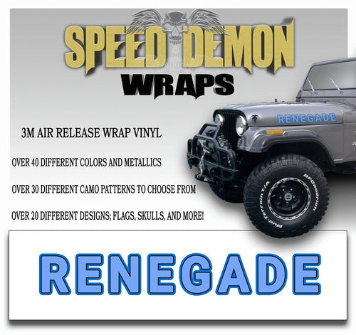 Jeep Renegade Hood Decals Light Blue 3 color