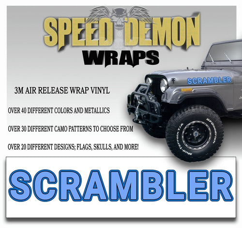 Jeep Scrambler Hood Decals Light Blue CJ 8