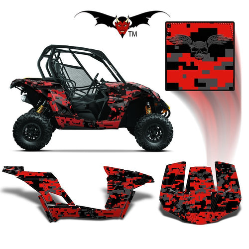 CAN-AM BRP MAVERICK 1000 GRAPHICS WRAP KIT -  RED DIGITAL CAMO