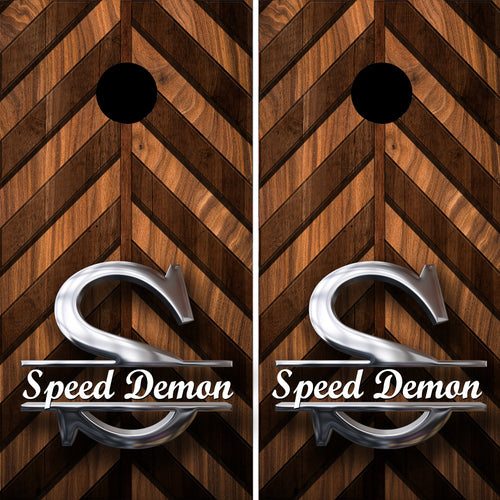 Chrome Monogrammed Wood Cornhole Wraps