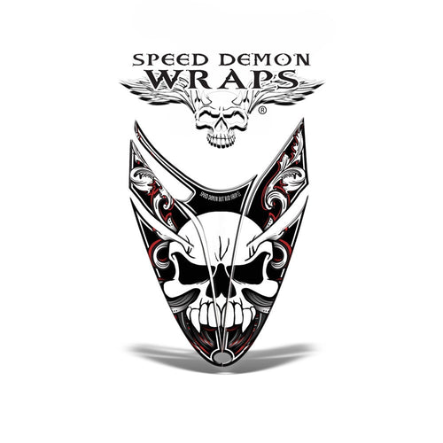 RMK Dragon HOOD GRAPHICS WRAP Kit for Snowmobiles and Sleds Skullen red