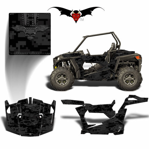 POLARIS RZR 900 TRAIL GRAPHICS WRAP BLACK DIGITAL CAMOUFLAGE