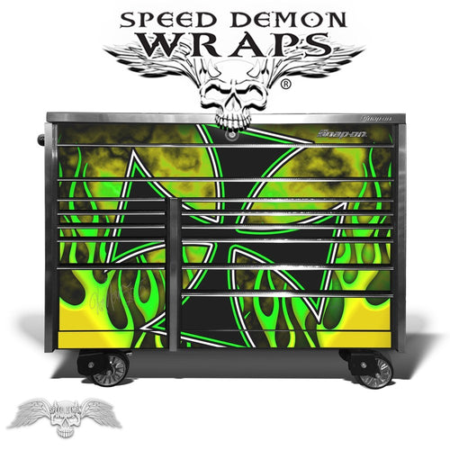 SNAPON TOOLBOX WRAP KIT- HOT ROD FLAMES -  GREEN & YELLOW