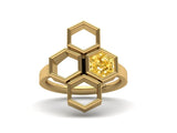 Honeycomb Citrine Ring