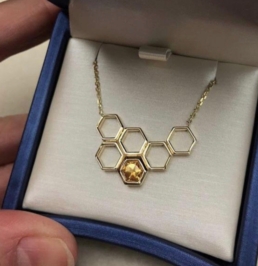 gold honeycomb necklace