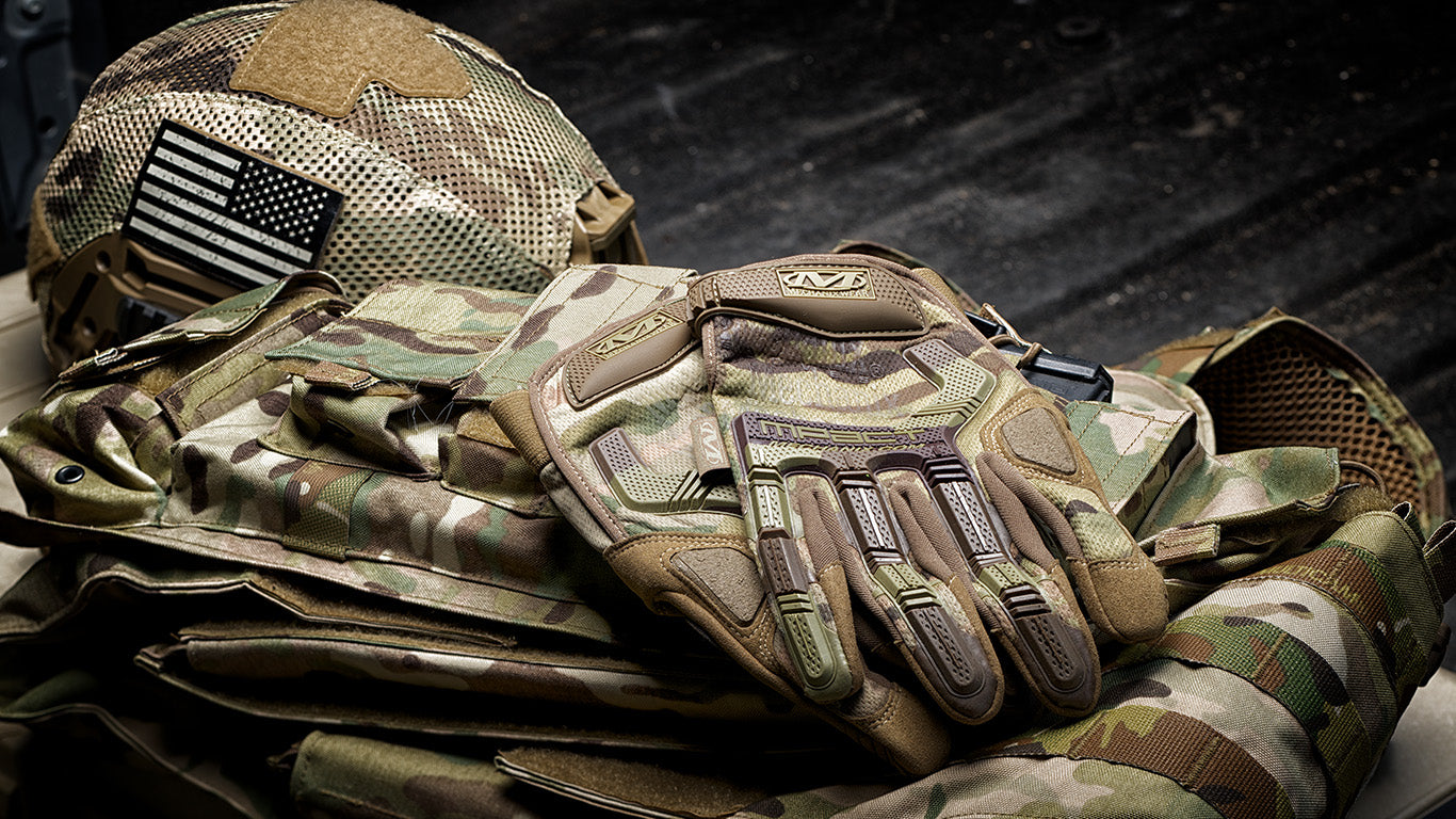 In use picture of Mechanix Wear M-Pact Multicam Tactical Gloves