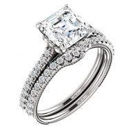 Asscher Cut Diamond Pave Bridal Ring