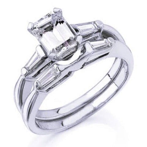 emerald cut diamond bridal set