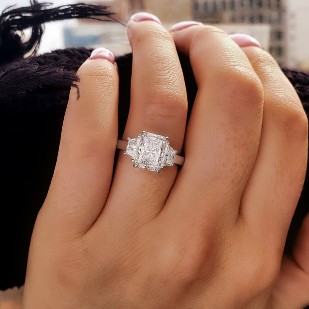 radiant cut diamond engagement rings with no halo