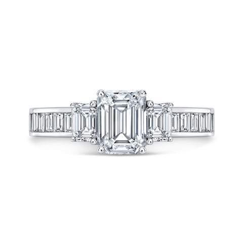 3 Stone Emerald Cut Diamond ring Set with Baguettes | Natural Earth ...