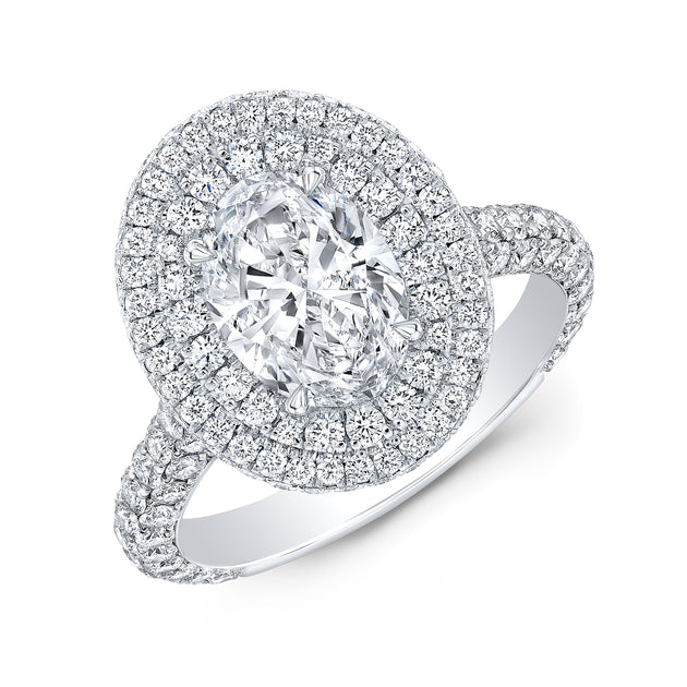 Double Halo 3 Row Pave Hidden Halo Diamond Engagement Ring ...