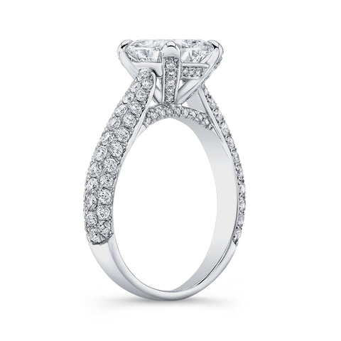 Cushion Engagement Ring with Hidden Halo Profile View
