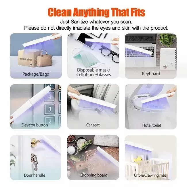59S UVC LED Sterilizing Wand X5 (White) in use cleaning items