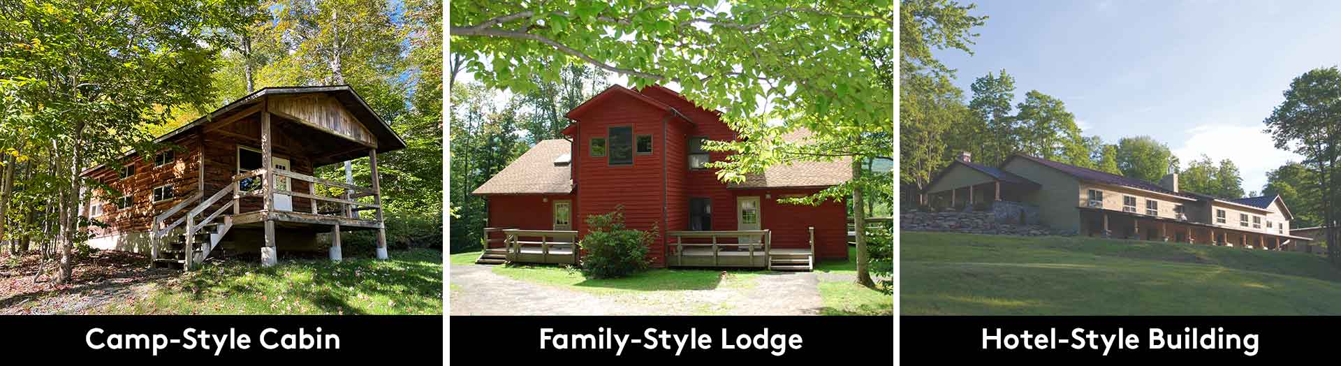 Lodge buildings for Camp Workroom Social's Wardrobe Week, a sewing retreat for adults