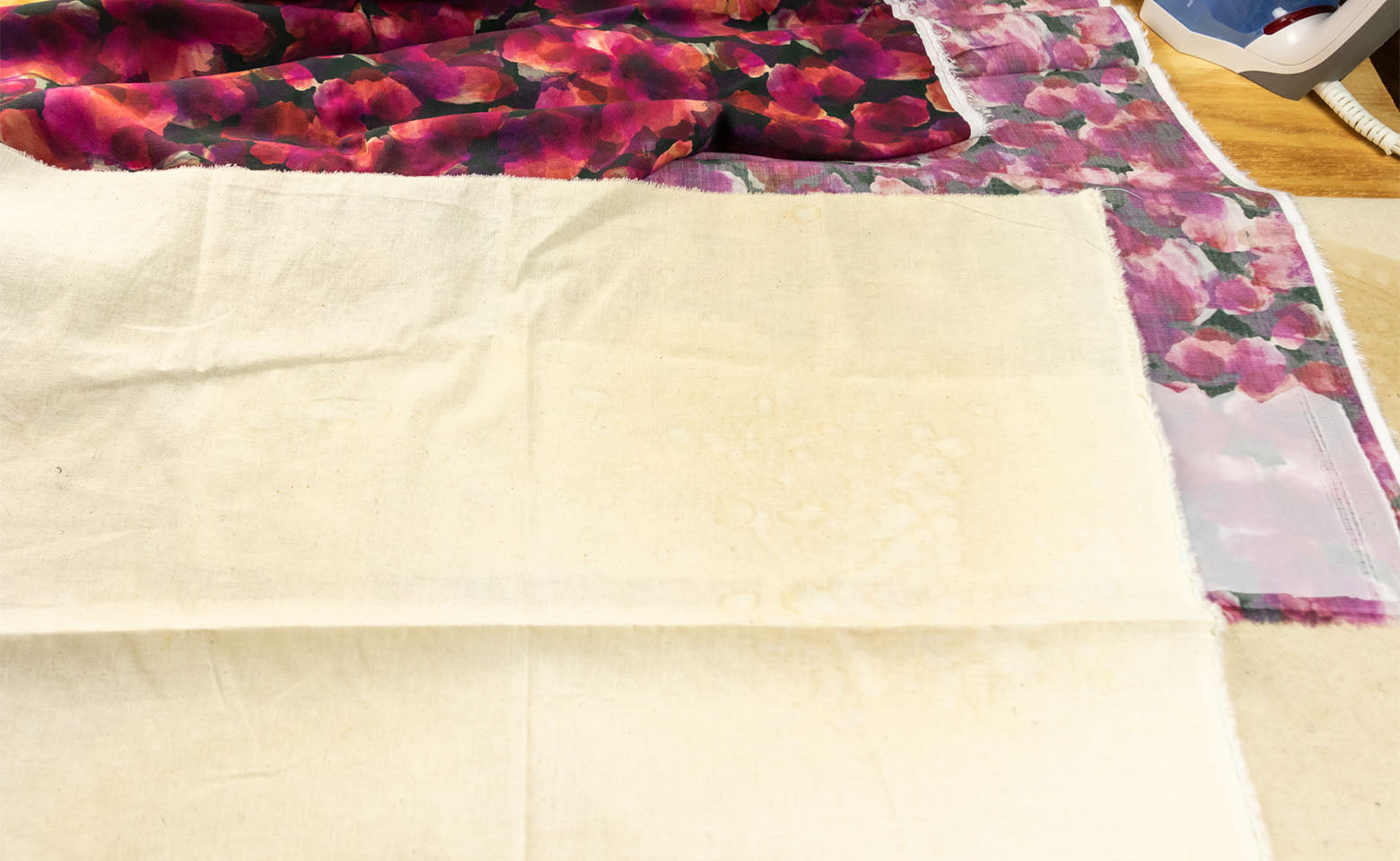 How to Block Fuse Fabric - Step 4 - Place press cloth on top of interfacing and fashion fabric