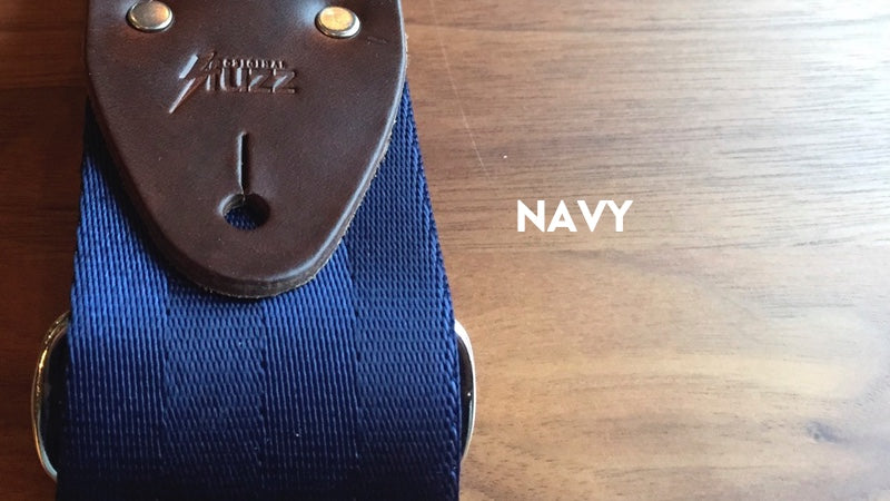 Our seatbelt guitar strap in Navy