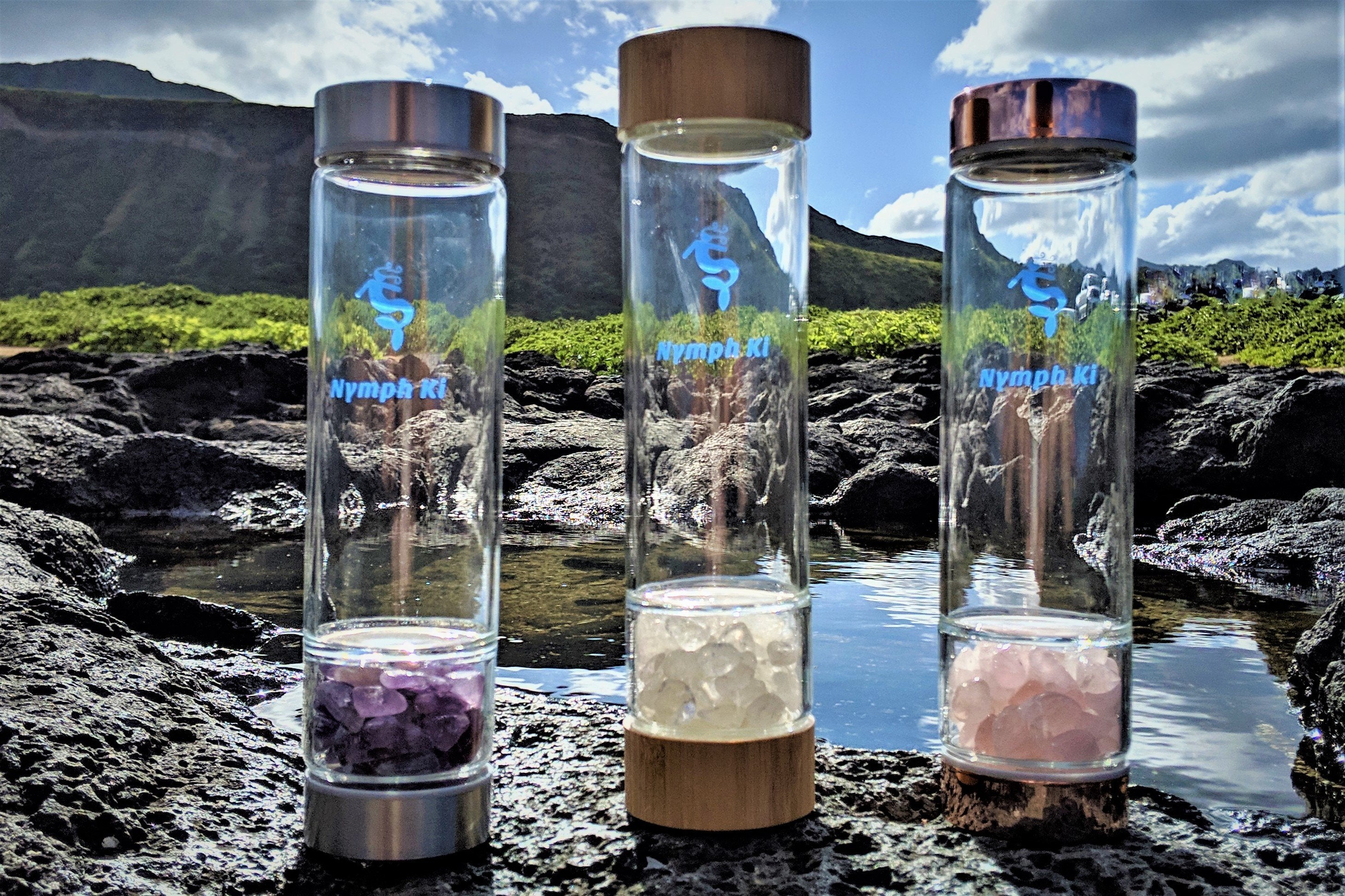 Smudgealicious • Glass & Bamboo Crystal Water Bottles