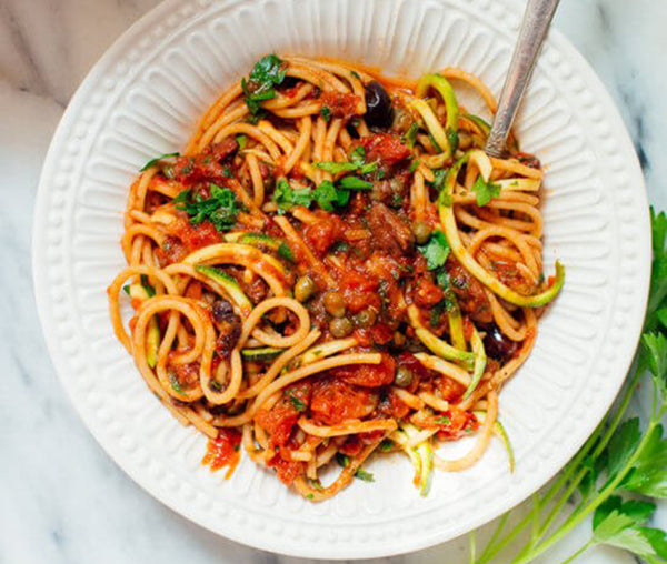 vegan spaghetti ala puttanesca